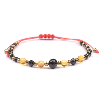 Bransoletka celebrytka czarny TURMALIN BURSZTYN HEMATYT ochrona i szczęście